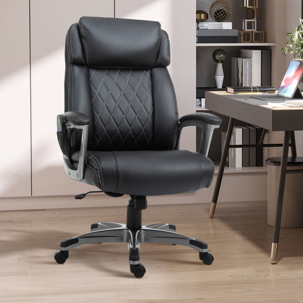 Ergonomic High-Back Massaging Office Chair with Armrests - 6-Point Vibration, Adjustable Height Executive Seat - Ideal for Stress Relief and Comfort in the Workplace