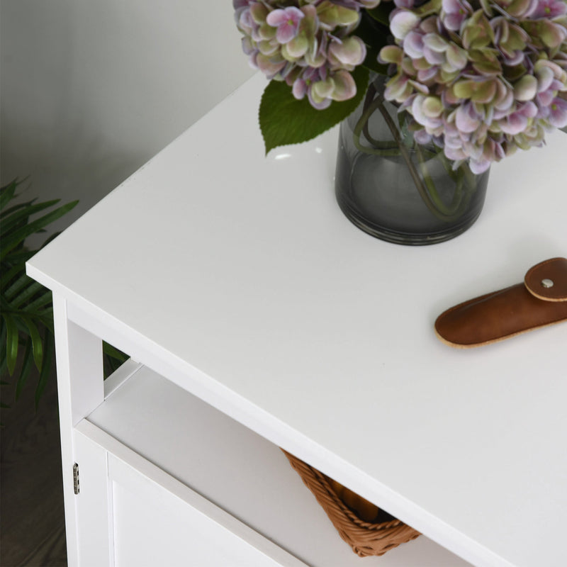 Kitchen Console Sideboard - 2-Tier Cabinet with Open Shelf Storage, White Finish - Ideal for Dining Room Organization and Decor