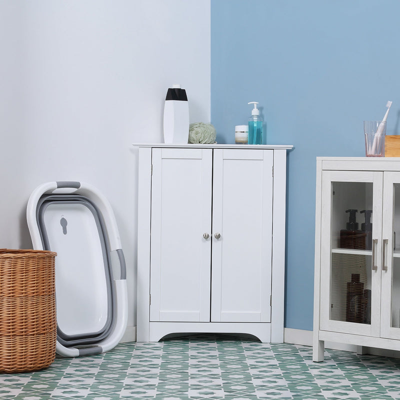 Triangle Corner Bathroom Cabinet - Adjustable Shelf & Recessed Door Storage Unit - Space-Saving Solution for Small Bathrooms