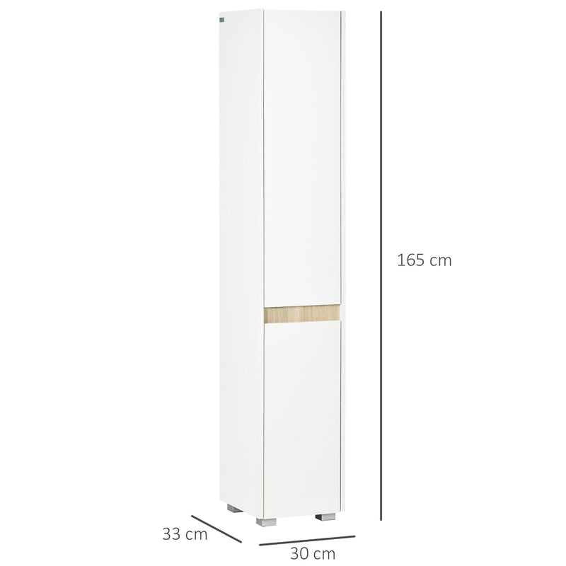 Adjustable 5-Tier Tallboy Bathroom Storage - Modern Freestanding Cabinet with Adjustable Shelves - Space-Saving Organizer for Toiletries and Towels