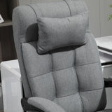Ergonomic Office Chair with Footrest - Adjustable Armrests, Lumbar Support & Headrest in Light Grey - Ideal for Extended Desk Work & Improved Posture