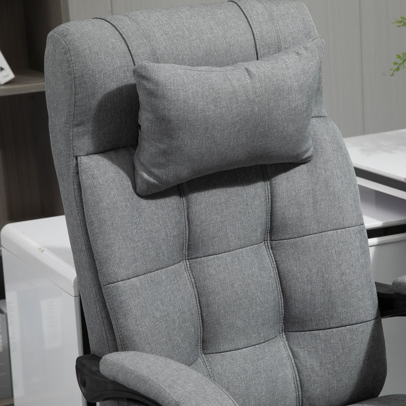 Ergonomic Office Chair with Footrest - Adjustable Armrests, Lumbar Support & Headrest in Light Grey - Ideal for Extended Desk Work & Improved Posture