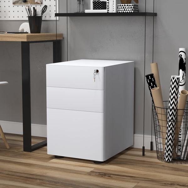 3-Drawer Steel File Cabinet with Lock - Mobile Vertical Filing Storage, Fully Assembled - Secure Organizer for Home Office or Business Documents