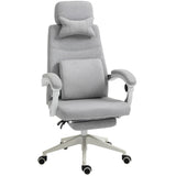 Adjustable Swivel Home Office Chair with Manual Footrest - Ergonomic Recliner Seat with Padding, Armrests, and 2 Pillows in Modern Grey - Ideal for Comfortable Working and Relaxation