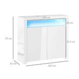 High Gloss White LED Sideboard - Contemporary Buffet Console with RGB Lighting - Stylish Storage for Dining Room, Entryway, Living Spaces