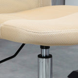 Mesh Office Chair with Adjustable Height - Armless Swivel Desk Chair with Wheels - Ideal for Study & Work Comfort, Beige