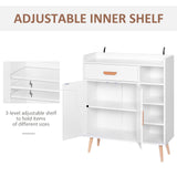 Floor Storage Sideboard - Versatile Cupboard with Drawer for Hallway, Kitchen, Bedroom, Living Room - Organizational Furniture in Classic White Design