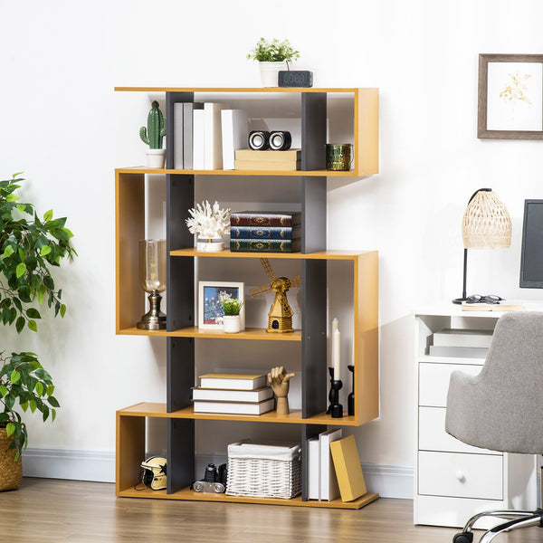 5-Tier Modern Bookcase with 13 Open Shelves - Freestanding Decorative Storage for Home Office, Study - Natural Wood Look for Organized Spaces