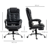 Executive Adjustable Office Chair - PU Leather Swivel Chair with Reclining Backrest & Retractable Footrest - Comfort for Home or Office Use