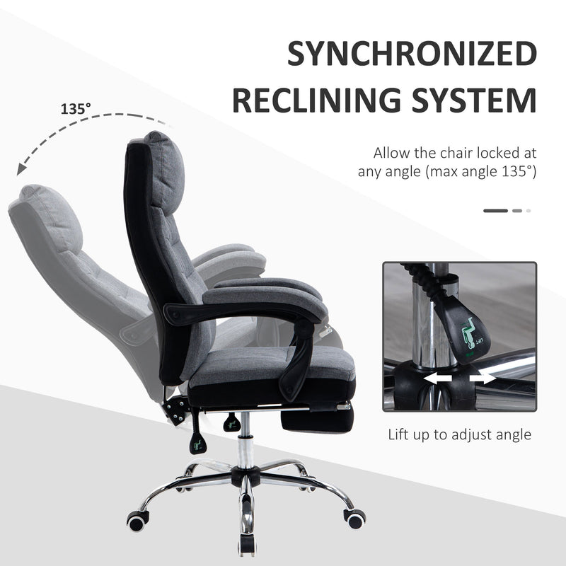 High Back Executive Office Chair - Ergonomic Reclining Computer Chair with Adjustable Height & Swivel Wheels, Retractable Footrest - Ideal for Comfortable Long Sitting Periods