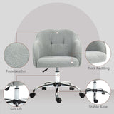 HOMCOM Computer Desk Chair, Fluffy Fabric Swivel Office Chair, Makeup Vanity Chair with Height Adjustable, Wheels, for Home Study Bedroom, Grey | Aosom UK
