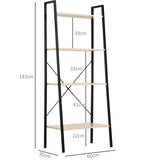 4-Tier Vintage Ladder Shelf - Rustic Wood Bookcase and Storage Rack for Plants and Decor - Ideal Display Unit for Home and Office