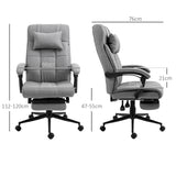 Ergonomic Office Chair with Footrest - Armrests, Lumbar Support & Adjustable Headrest in Light Grey - Comfort Seating for Long Work Hours