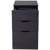 3-Drawer File Cabinet - Under Desk Storage for A4, Letter Documents, and Binders with Slide Wheels in Black Oak - Ideal for Office Organization