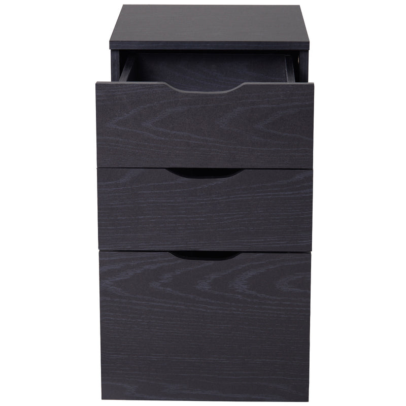 3-Drawer File Cabinet - Under Desk Storage for A4, Letter Documents, and Binders with Slide Wheels in Black Oak - Ideal for Office Organization