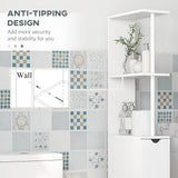 Slimline Bathroom Organizer with Drawers - Tall Cupboard with Double-Shelf Storage, Sleek White Finish - Space-Saving Solution for Small Bathrooms & Tight Spaces