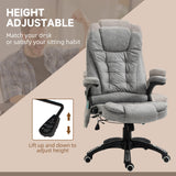 Heated Massage Recliner Chair with Microfiber Upholstery - 6-Point Vibrating Office Chair with 360° Swivel and Casters - Comfortable Seating Solution for Stress Relief and Relaxation, Grey