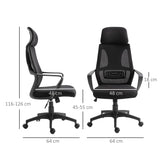 Ergonomic Mesh Office Chair with Wheels - High Back and Adjustable Height for Comfort - Ideal for Home Office Use