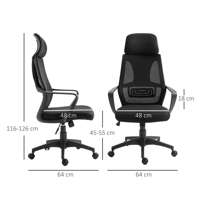 Ergonomic Mesh Office Chair with Wheels - High Back and Adjustable Height for Comfort - Ideal for Home Office Use
