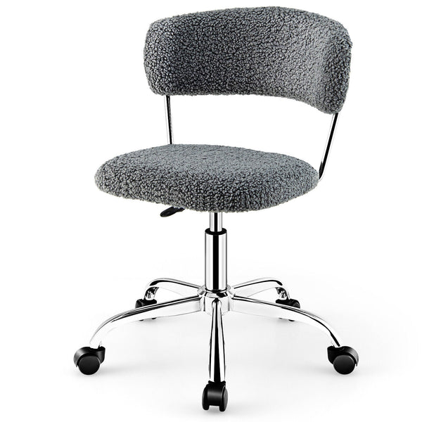 OfficeEssentials - Grey Faux Fur Mid-Back Chair for Home Office - Comfortable and Stylish Seating Solution for Telecommuters and Home-Based Workers