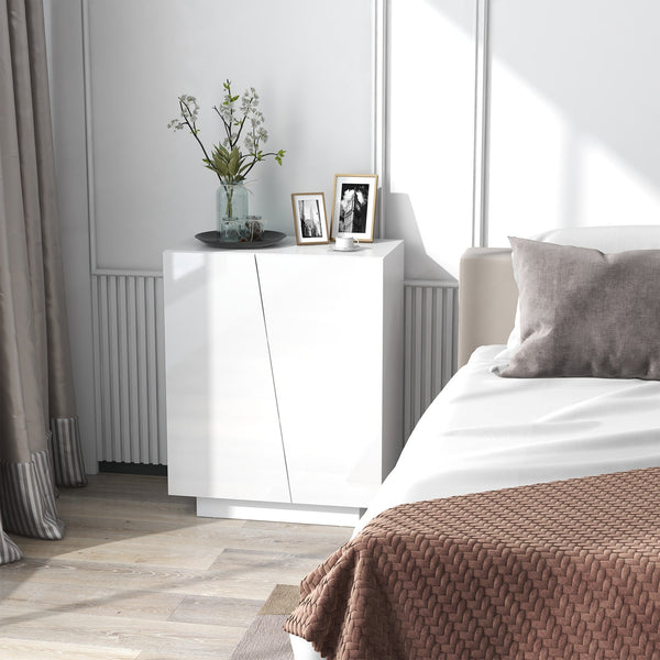 Freestanding Wooden Cabinet for Bedroom - High-Gloss Sideboard with Adjustable Shelves - Elegant Storage Solution for Clutter-Free Living Spaces