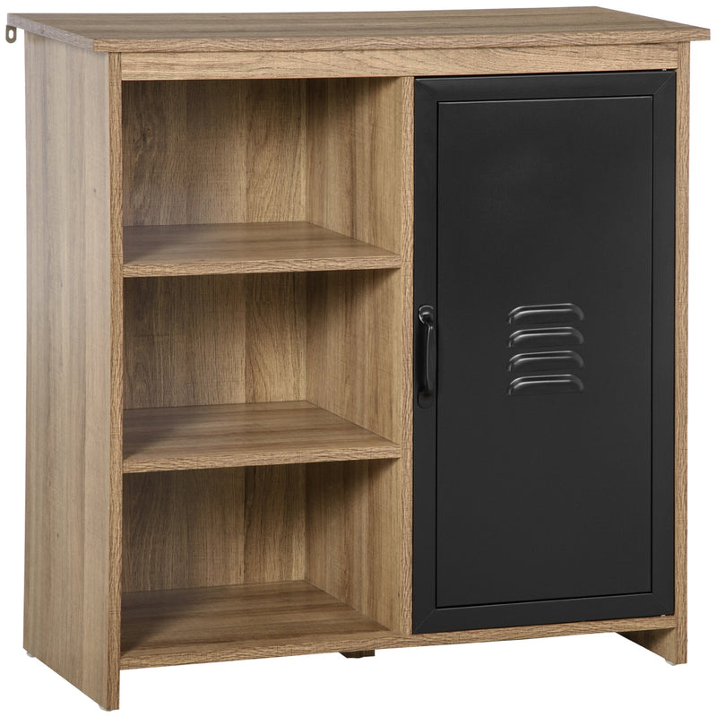 3-Tier Cupboard Storage Cabinet with Steel Door - Adjustable Home Organizer Sideboard for Dining, Living Room, Kitchen - Ideal for Space Optimization and Clutter Reduction