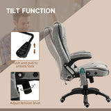 Heated Massage Recliner Chair with Microfiber Upholstery - 6-Point Vibrating Office Chair with 360° Swivel and Casters - Comfortable Seating Solution for Stress Relief and Relaxation, Grey