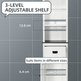 Freestanding Slim White Bathroom Cabinet - Tall Storage Cupboard with Adjustable Shelves and Drawer - Space-Saving Organizer for Bathroom or Living Room