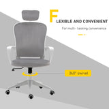 High-Back Velvet Swivel Home Office Chair - Ergonomic Rocking Computer Chair with Wheels, Adjustable Headrest - Comfortable Seating for Work or Gaming Sessions, Grey