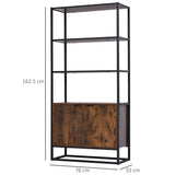 Freestanding Storage Organizer with 3 Open Shelves - Tall Cupboard & Multifunctional Rack for Home Use - Ideal for Living Room, Bedroom, Kitchen in Rustic Brown
