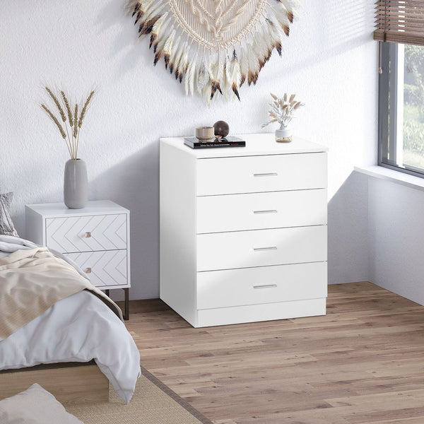 Vertical 4-Drawer Storage Chest with Metal Glides - Sturdy Anti-Tip Design for Playrooms, Nurseries, and Hallways - Space-Saving Organizer for Homes