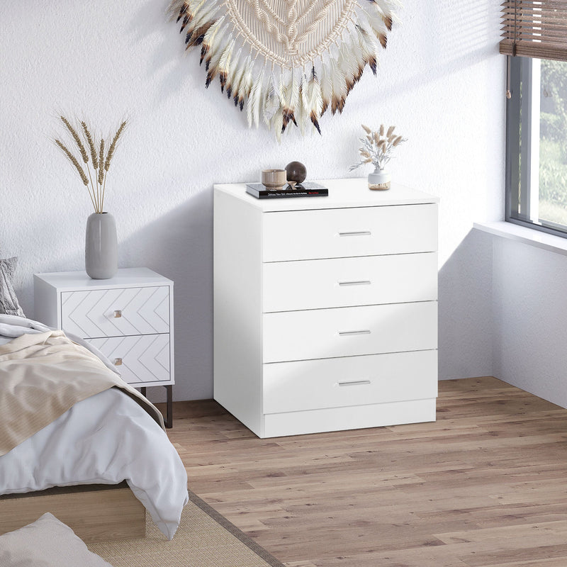 Vertical 4-Drawer Storage Chest with Metal Glides - Sturdy Anti-Tip Design for Playrooms, Nurseries, and Hallways - Space-Saving Organizer for Homes