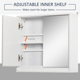 Bathroom Mirror Cabinet with Double Doors - Wall Mounted Storage Unit with Shelf - Elegant White Organizer for Restroom Essentials