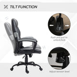 Ergonomic Racing Gaming Chair - Faux Leather Swivel Office Chair with 5 Wheels, Black and Grey - Ideal for Long Gaming Sessions & Professional Gamers