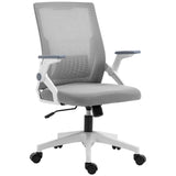 Ergonomic Grey Mesh Office Chair - Lumbar Support, Flip-up Armrests, Swivel Wheels, Adjustable Height - Comfortable Seating for Desk Work and Home Office