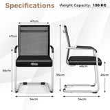 Executive Guest Chair Set - Set of 4 Office Chairs with Sleek Metal Sled Base - Ideal for Office Visitors and Business Meetings