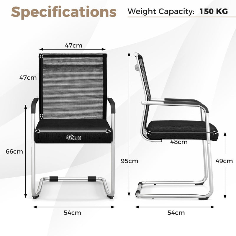 Executive Guest Chair Set - Set of 4 Office Chairs with Sleek Metal Sled Base - Ideal for Office Visitors and Business Meetings