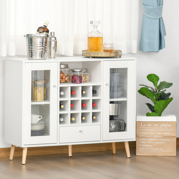Modern Sideboard with Glass Doors - Elegant Storage Cabinet and Wine Rack - Ideal for Dining Room and Bar Organization