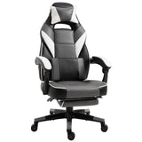 Ergonomic Gaming Chair with Footrest and Lumbar Support - Thick Padding, Headrest, 5 Smooth-Rolling Wheels, Reclining Backrest - Adjustable Height for Comfortable Gaming & Home Office Use, Grey