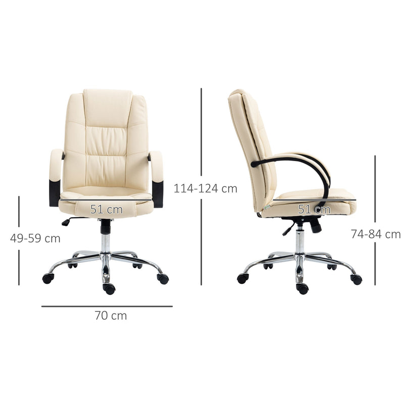 Ergonomic High Back Chair - Swivel Executive Office Chair with PU Leather, Padded Armrests, Adjustable Height & Tilt - Comfortable Seating for Professionals and Home Offices