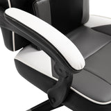 Ergonomic Gaming Chair with Footrest and Lumbar Support - Thick Padding, Headrest, 5 Smooth-Rolling Wheels, Reclining Backrest - Adjustable Height for Comfortable Gaming & Home Office Use, Grey