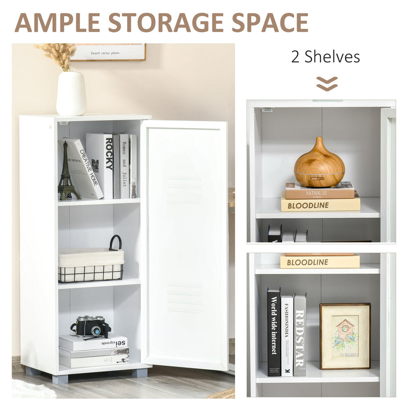 2-Tier File Cabinet with Metal Louvered Door - White Storage Organizer for Living Area, Study, or Playroom - Space-Saving Solution for Home Organization