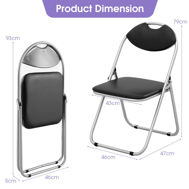 Set Of 6 Folding Chairs - Padded Seat and Stable U-Shaped Frame, Perfect for Office, Party, Conference, Dining Room - Ultimate Comfort Solution for Events and Gatherings