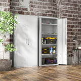 Lockable White Steel Cabinet with Five Shelves - Secure Storage Solution for Office - Ideal for Organizing Files and Supplies