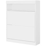Shoe Storage Organizer for 16 Pairs - Modern White Cabinet with Flip Doors - Ideal for Entryway Clutter Control