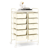 Rolling Storage Cart - 10-Drawer Organizer for Tools and Scrapbook Paper, Black - Perfect for DIY Crafts and Office Organising Tasks