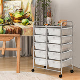 Rolling Storage Cart - 10-Drawer Organizer for Tools and Scrapbook Paper, Black - Perfect for DIY Crafts and Office Organising Tasks