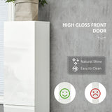 Adjustable Shelf Tall Bathroom Cabinet - High Gloss Freestanding Storage Cupboard with Drawer - Space-Saving Organizer for Toiletries and Linens