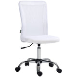 Mesh Swivel Office Chair with Adjustable Height - Armless Ergonomic Computer Desk Chair, White - Ideal for Comfortable Studying & Home Office Use