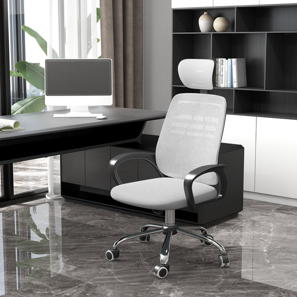 Ergonomic Mesh Office Chair with Adjustable Headrest and Armrests - Lumbar Support for Comfortable Work Seating - Ideal for Home and Office Use